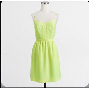 NWOT Jcrew Spaghetti Strap Neon Yellow Cami Dress